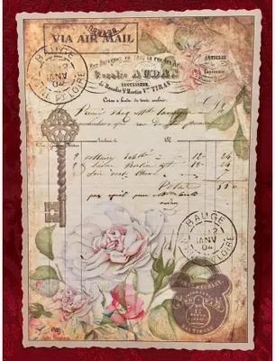 Zdjęcie produktu dla Pocztówka w stylu vintage z kluczem i miki – dekoracja w stylu retro