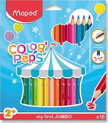 Obrázok produktu pre Maped M834012 Farebná ceruzka Color'Peps Jumbo - balenie 12 rôznych farebných ceruziek