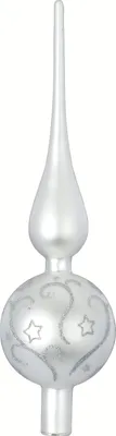 Produktbild von Christbaumspitze XL mit Muster Glas 32cm weiß matt