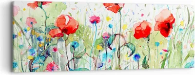 Produktbild von Bild auf Leinwand - Leinwandbild - Blumen Wiese Blatt Natur - 90x30cm - Wand Bild - Wanddeko - Leinwanddruck - Bilder - Kunstdruck - Wanddekoration - Leinwand bilder - Wandkunst - AB90x30-3076