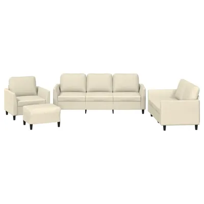 Produktbild von vidaXL 4-tlg. Sofagarnitur mit Kissen Creme Kunstleder