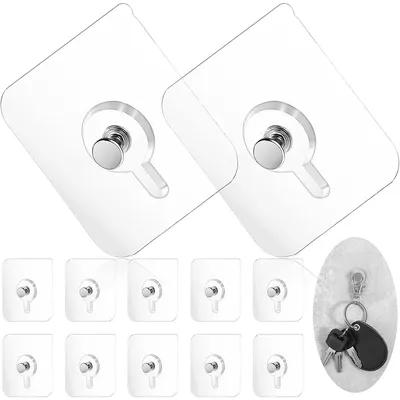 Produktbild von 10 selbstklebende Bilderhaken, transparente Klebenägel, ohne Bohren, Bildaufhänger für Bilderrahmen, Fotos, Poster und Dekoration