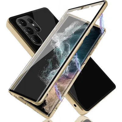Immagine prodotto di Per Samsung Galaxy S24 Ultra Mobile Phone Case 360 Magnetic Glass Bumper Metal Case Cover