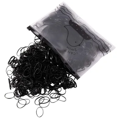 Image de Élastiques à cheveux mini - Set de 1000 - Noir - Caoutchouc flexible - 1 mm x 1,5 cm - Pour dreadlocks et tresses