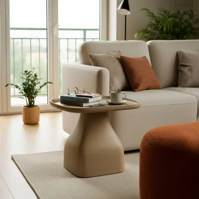 Obrázok produktu pre Príručný stolík z plastu vo farbe taupe 48x48x38 cm
