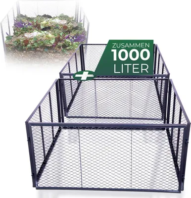 Produktbild von Novatool Garten-Komposter Metall 100x100x100 cm, mit erweiterbarem Stecksytem, pulverbeschichteter Metallkomposter mit 1000 Liter Volumen, Kompost Draht Kompostgitter Kompostkiste  Rasenkomposter
