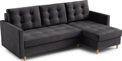 Zdjęcie produktu dla DOMO-HOME Narożnik z funkcją spania DIVO - Elegancki design 224x103cm | Wysokiej jakości materiały | Idealny do salonu | Wszechstronny wybór kolorów | Kolor ciemnoszary Kronos | Prawo