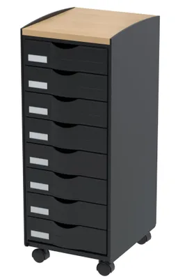 Produktbild von PAPERFLOW Rollwagen 8 Schübe schwarz / buche