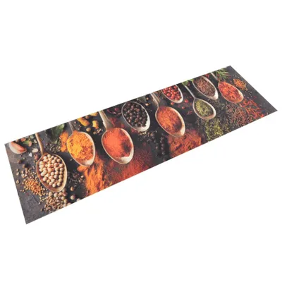 Zdjęcie produktu dla vidaXL Dywanik kuchenny zmywalny łyżka i przyprawy 45x150 cm aksamitny