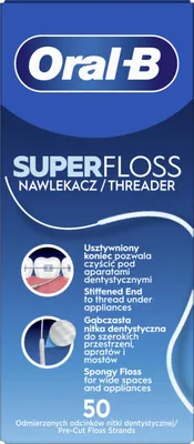 Zdjęcie produktu dla Oral-B Super Floss Nić dentystyczna 50 odmierzonych odcinków