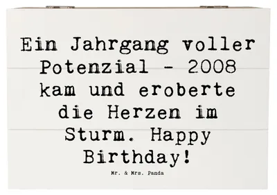 Produktbild von Mr. & Mrs. Panda Kiste Spruch 2008 Geburtstag 22 x 15 cm - Weiß - Geschenk, Schatzkiste, Glückwunsch, magische Augenblicke, Geburtsjahr, fotobox, erinnerungsbox holz, Box