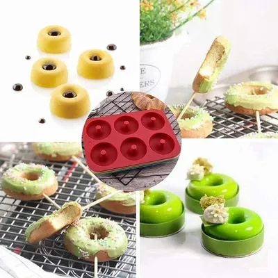 Produktbild von Donutform, 2 Stück Silikonformen für Donuts mit Antihaftbeschichtung, für 6 Donuts 3,2 Zoll, Bagelform, Backblechgröße 28 x 20 cm