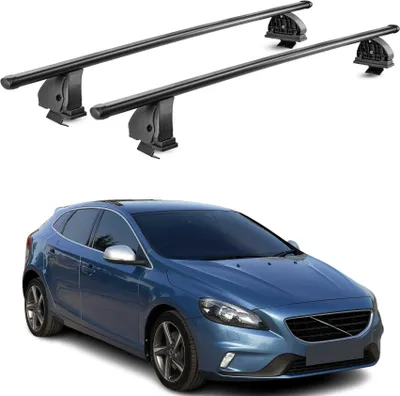 Obrázek produktu pro Ocelové střešní nosiče pro Volvo V40 2013-2019 Uzamykatelné 75 kg 2 ks Černé
