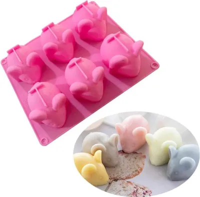 Produktbild von Silikonform mit 6 Mulden, Cartoon-Tier, für Fondant, Seife, Kerzen, Mousse, Pudding, Schokolade, Kekse, Zucker, Handwerk, Eisform, DIY, Cupcakes, Dekoration, Backwerkzeug