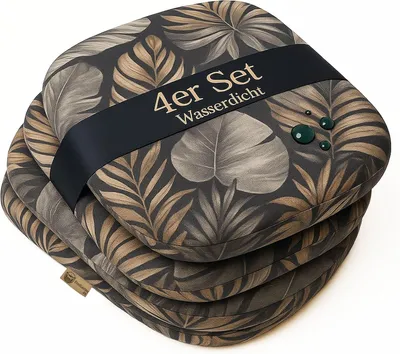 Produktbild von SILUK Sitzkissen Stuhlkissen Gartenmöbelauflagen  4er Set – Wasserdicht, Dick, Abnehmbarer Bezug mit Reißverschluss, Outdoor & Indoor (Braune Blume)