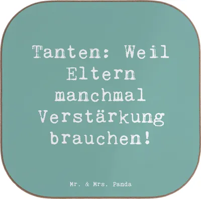 Produktbild von Mr. & Mrs. Panda Untersetzer für Gläser Spruch Liebe Tanten - Meeresbrise - Geschenk, Verwandtschaft, Tassen, Nichte, Spaß, gläseruntersetzer, handgemacht, Coaster