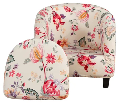 Stuhlbezug für Clubstühle, 2-teilig, dehnbar, Blumenmuster