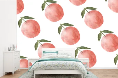 Produktbild von MuchoWow® Fototapete für Wohnzimmer oder Schlafzimmer Wandtapete Vinyl Motivtapete Äpfel - Obst - Schablonen - 600x400 cm - Vinyltapeten