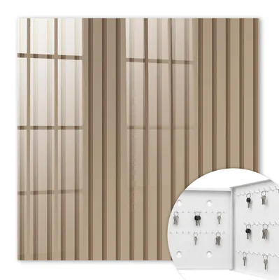Produktbild von Metall Schlüsselkasten 30 x 30 cm - weißer Schlüsselschrank zur Wandmontage - wandhängende Schlüsselbox mit Tür - rechts öffnend - Schlüsselaufbewahrung für Flur - Büro - Arbeitszimmer - Werkstatt - Garage - Beruhigende Streifen