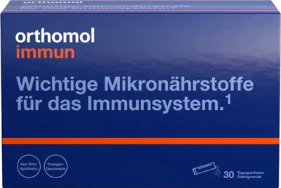 Produktbild von Orthomol Immun - Mikronährstoffe zur Unterstützung des Immunsystems - mit Vitamin C, Vitamin D und Zink - Orangen-Geschmack, 30 St. Tagesportionen