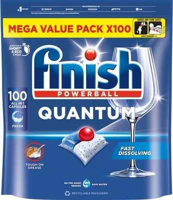 Produktbild von Finish Quantum All-in-1 Geschirrspültabs für normale Spülmaschine – 100 Stück