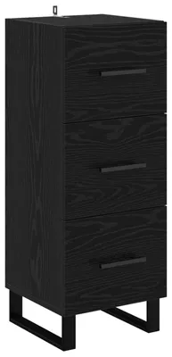 Image de vidaXL Sideboard noir imitation chêne 34,5 x 34 x 90 cm Matériau dérivé du bois