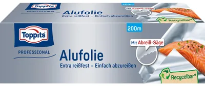 Produktbild von Toppits Alufolie - 1 x 200m, Extra Reißfest, Doppel-Kraft-Waben, Ideal zum Koche
