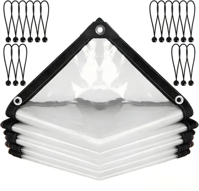 Produktbild von Omgoods - Abdeckplane, robust - Transparente Plane - 3 x 6 m - Wasserdicht - UV-beständig - Elastische Kordel - Plane