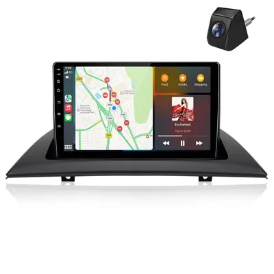 Immagine prodotto di Autoradio compatibile con CarPlay e sistema Linux, adatta per BMW X3 E83 (2004-2008), con GPS, navigatore, Bluetooth, USB, RDS e telecamera