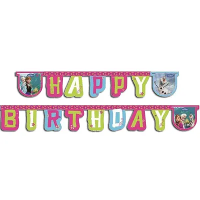 Obrázek produktu pro Párty girlanda Frozen - Ledové království - narozeniny - Happy Birthday - 215 cm