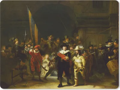 Produktbild von MuchoWow® Mauspad Mousepad Die Nachtwache - Rembrandt van Rijn 23x19 cm - Mousepads - Maus Mat - Pad - Mausunterlage - Schreibtischunterlage - Mauspad