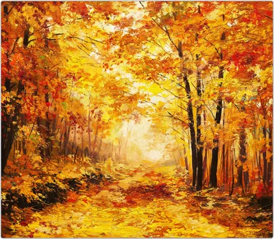 Produktbild von Spritzschutz Herdabdeckplatte Schneidebrett aus Glas Herbstwald 1-Teilig (60x52cm)