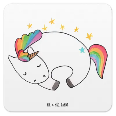 Produktbild von Mr. & Mrs. Panda Untersetzer für Gläser Einhorn Nacht 6er Set - Weiß - Geschenk, Menschen, Träume, Tassen, Unicorn, Glas-Untersetzer, Design, Coaster, Traum, Einhörner