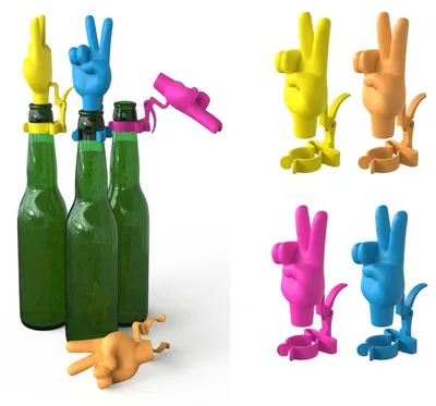 Produktbild von Peace Hand Flaschenverschluss 4er Set Insektenschutz, Markierung, Deckel, Party