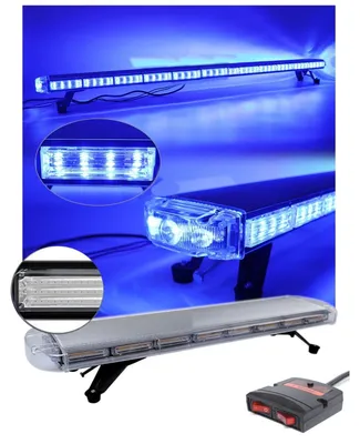 Image de Feu d'avertissement d'urgence LED bleu haute puissance 12 V/24 V (gyrophare) 97,5 cm, 10 modes, pour le dépannage, la surface de chargement, la lame à neige