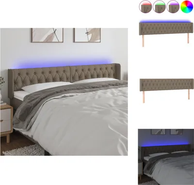 Produktbild von vidaXL LED Kopfteil Taupe 183x16x78/88 cm Stoff -  Kopf- & Fußenden