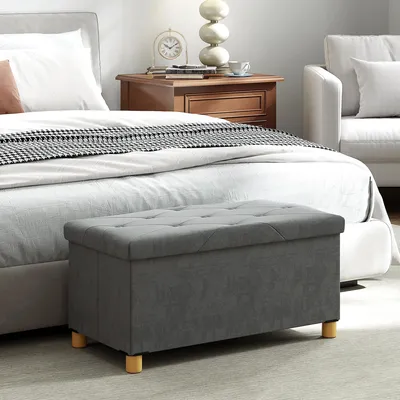 Obrázek produktu pro Úložná lavice - Skládací sedací truhla - Úložný prostor 67 litrů - Sametová - Rozměry 76 × 38 × 38 cm - Nosnost až 120 kg - Růžová