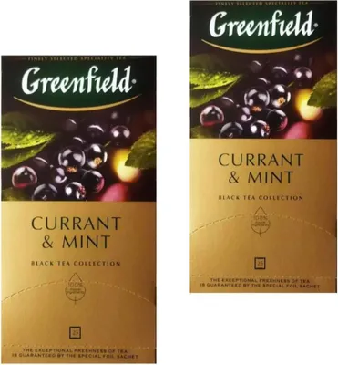 Produktbild von 2 St. Greenfield Currant & Mint 25 Teebeutel Aromatisierter Schwarzer Tee