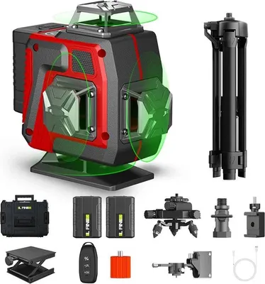 Obrázek produktu pro Zelený laserový nivelátor - 4D, 16lineový laser s křížovými a liniovými paprsky - automatická nivelace 360° - pro stavebnictví a pokládku dlažeb