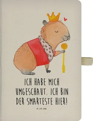 Produktbild von Mr. & Mrs. Panda Tagebuch Capybara König - Transparent - Geschenk, A5 Notizbuch Kariert, Schreibheft, Lustige Sprüche, Journal, Skizzenbuch