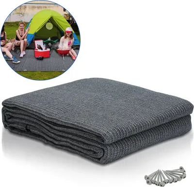 Obrázek produktu pro Aopunly markýza koberec 250x400cm stan koberec s 13 hřebíky a 12 otvory kempování koberec HDPE stanová podložka, šedá