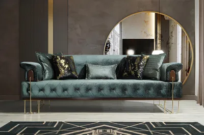 Productafbeelding van Sofa 3 Sitz Sofas Sitz Design Couch Dreisitzer Luxus Metall mit Textil