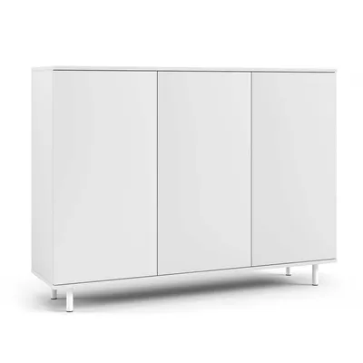 Produktbild von Kommode "Masimo" 150 cm, Aufbewahrungsschrank, Kommode mit 3 Türen, Weiß, Push-to-Open, Loft-Design