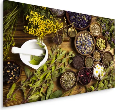 Zdjęcie produktu dla Obraz Ozdoba Ścienna abstrakcyjna 3D do kuchni przyprawy zioła rumianek 120x80cm