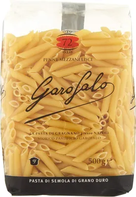 Produktbild von 16x Garofalo Pasta di Gragnano IGP Penne Mezzani Lisce N° 72 Hartweizengrieß Pasta 100% Neapolitanische Pasta Kurze Pasta Packung mit 500g