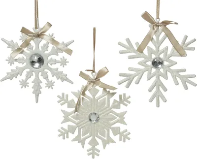 Produktbild von Christbaumschmuck Schneeflocke Kunststoff 15cm weiß 1 Stück sortiert
