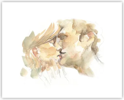 Produktbild von Poster - Poster ohne Rahmen - Kuss Paar Liebe - 50x40 cm - Wand Bild - Wanddeko - Wandbilder - Kunstposter - Wandposter - Bilder - Kunstdruck - Wanddekoration - Wandbild - P2XAA50x40-5005