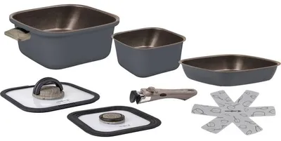 Produktbild von Torralta Square Topfset 8-tlg. dunkelgrau