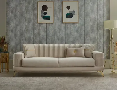 Produktbild von Luxus Dreisitzer Polstersofa Stoffsofa Couch Sofa 3 Sitzer Beige Couchen