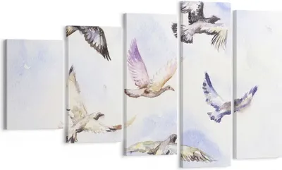 Produktbild von Bild auf Leinwand - Leinwandbild - Vögel Aquarell Wildheit Fliegen - 100x60cm - Wand Bild - Wanddeko - Leinwanddruck - Bilder - Kunstdruck - Leinwand bilder - Wandkunst - EG100x60-3066